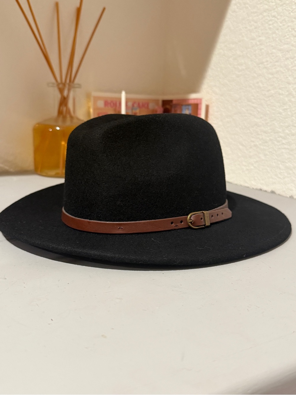 Premium 100% Wool Fedora Hat Exquisite Handmade with Belt Buckle Size 56cm